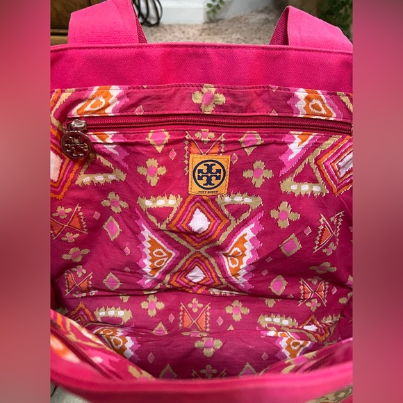 Tory Burch Ella Canvas Tote in Hot Pink - Picture 11 of 15